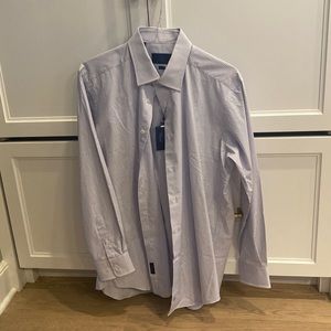Purple and white striped dress shirt